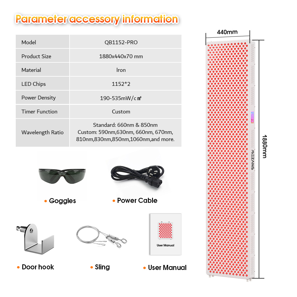 MEZANS, 8-волновой чип, 5 Вт, 1152 шт., светодиодная светотерапевтическая панель, сенсорный экран управления, настольный компьютер, гарантия 2 года