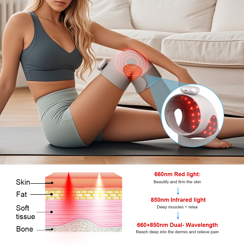 Физиотерапевтический наколенник Red Light, большой охват с таймером