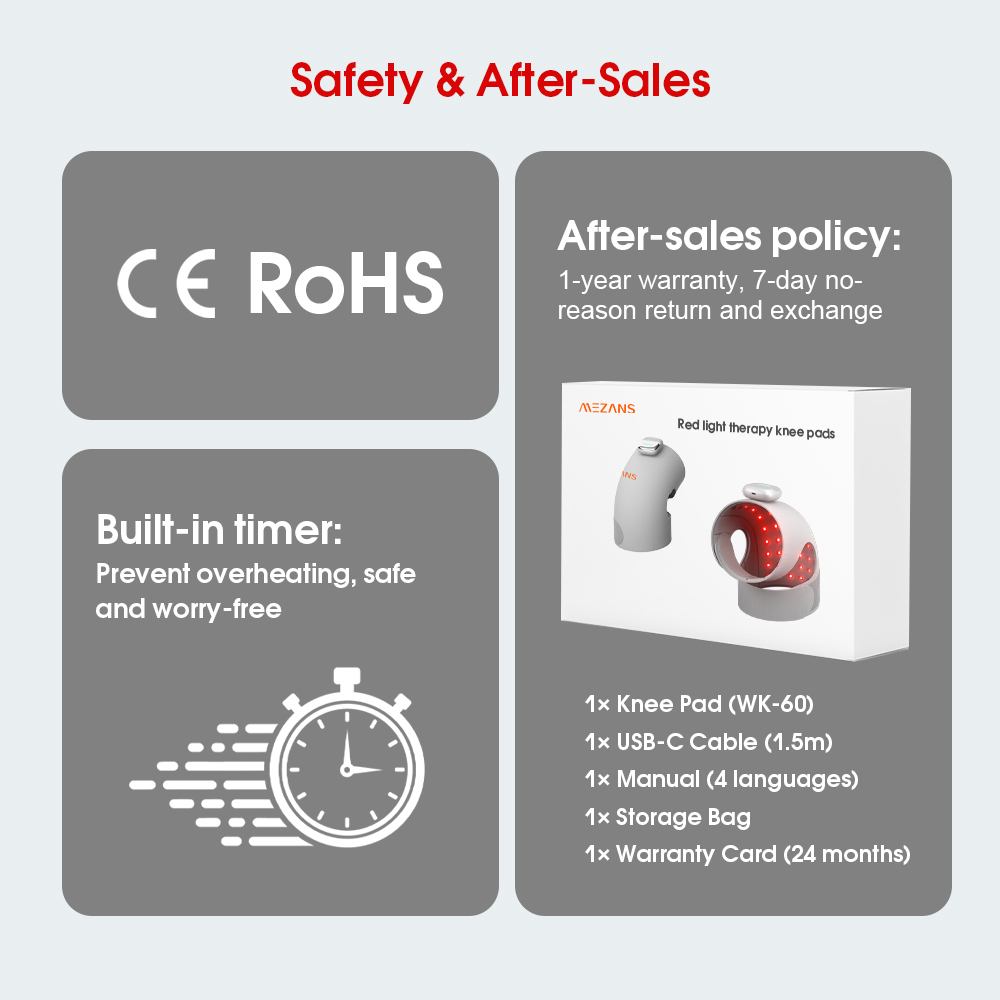 Физиотерапевтический наколенник Red Light, большой охват с таймером