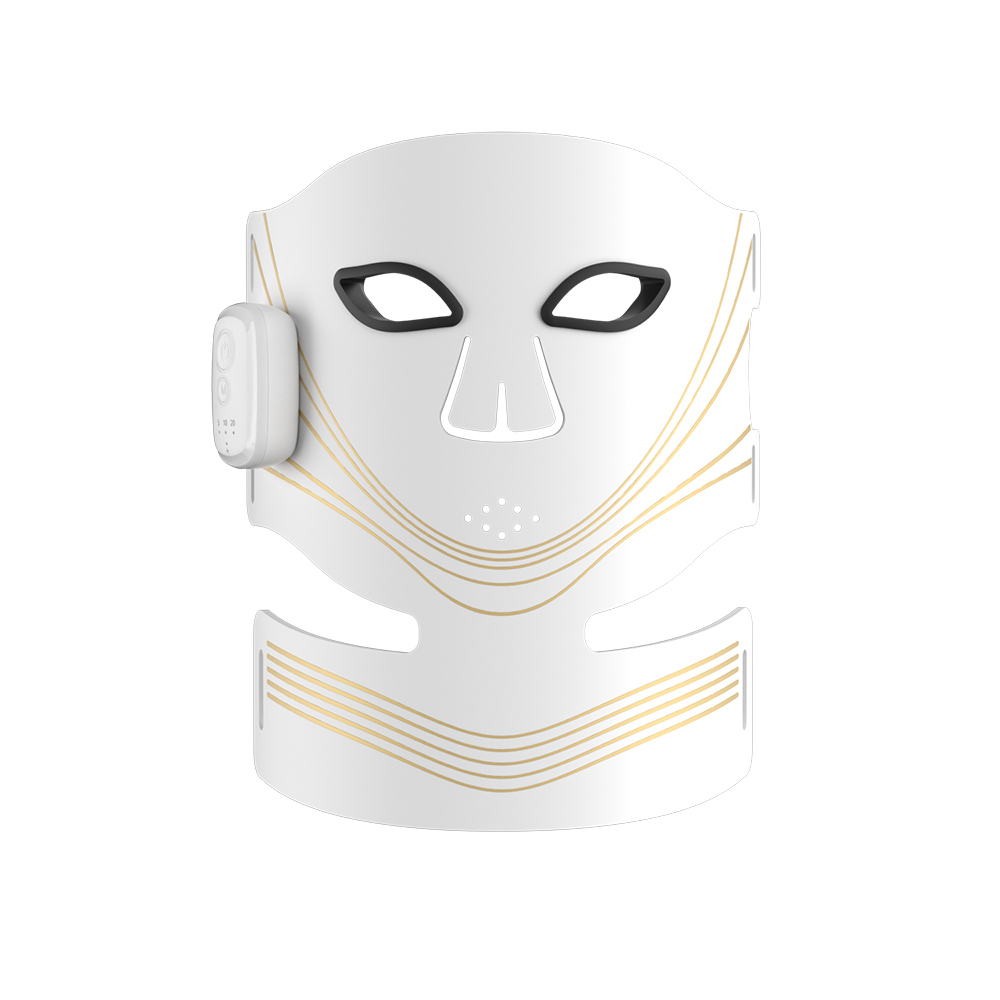 Высококачественная беспроводная 4-цветная светодиодная маска для лица Беспроводное портативное персональное устройство для ухода за кожей с покрытием шеи 408 световых ядер