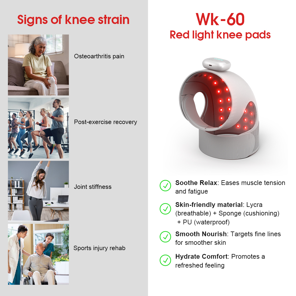 Физиотерапевтический наколенник Red Light, большой охват с таймером