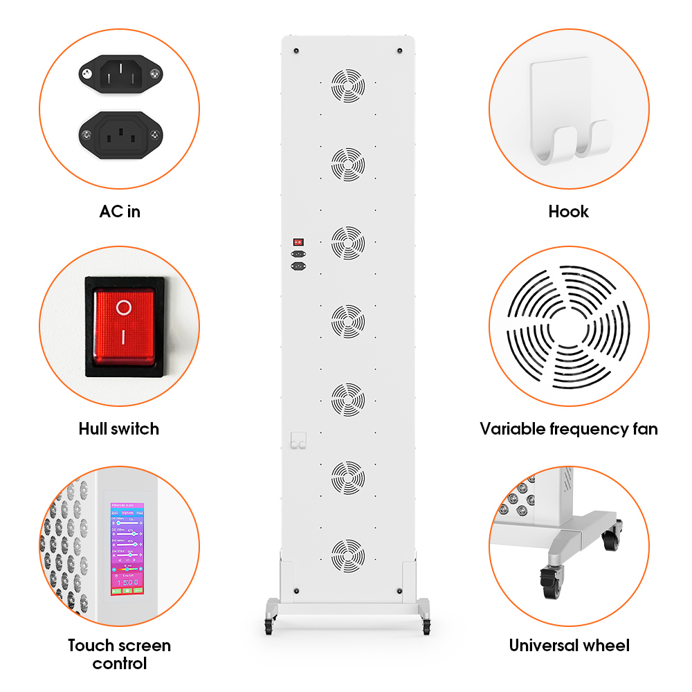 9-диапазонная светодиодная панель с сенсорным управлением — 3 000 Вт, 480–1 060 Нм, полный спектр, сенсорный экран, пользовательские настройки для дома и салона красоты